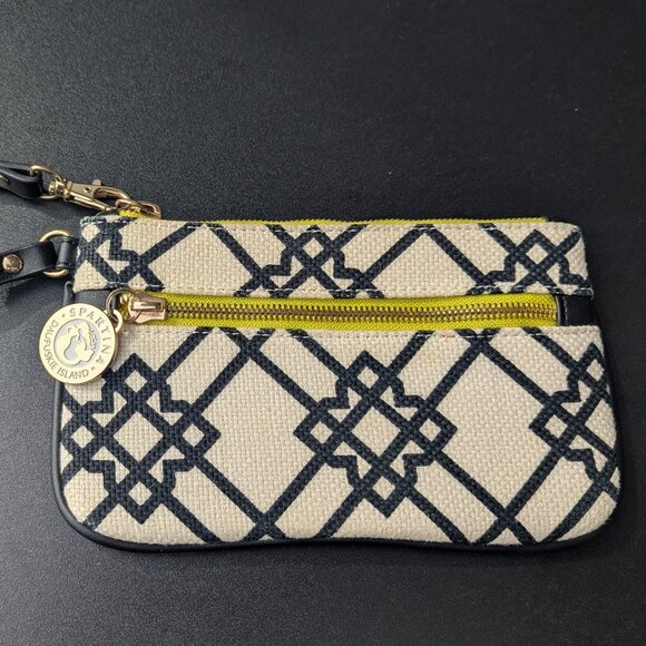 Spartina 449 Large Wristlet Wallet-Geometric Black and Green - Picture 1 of 5